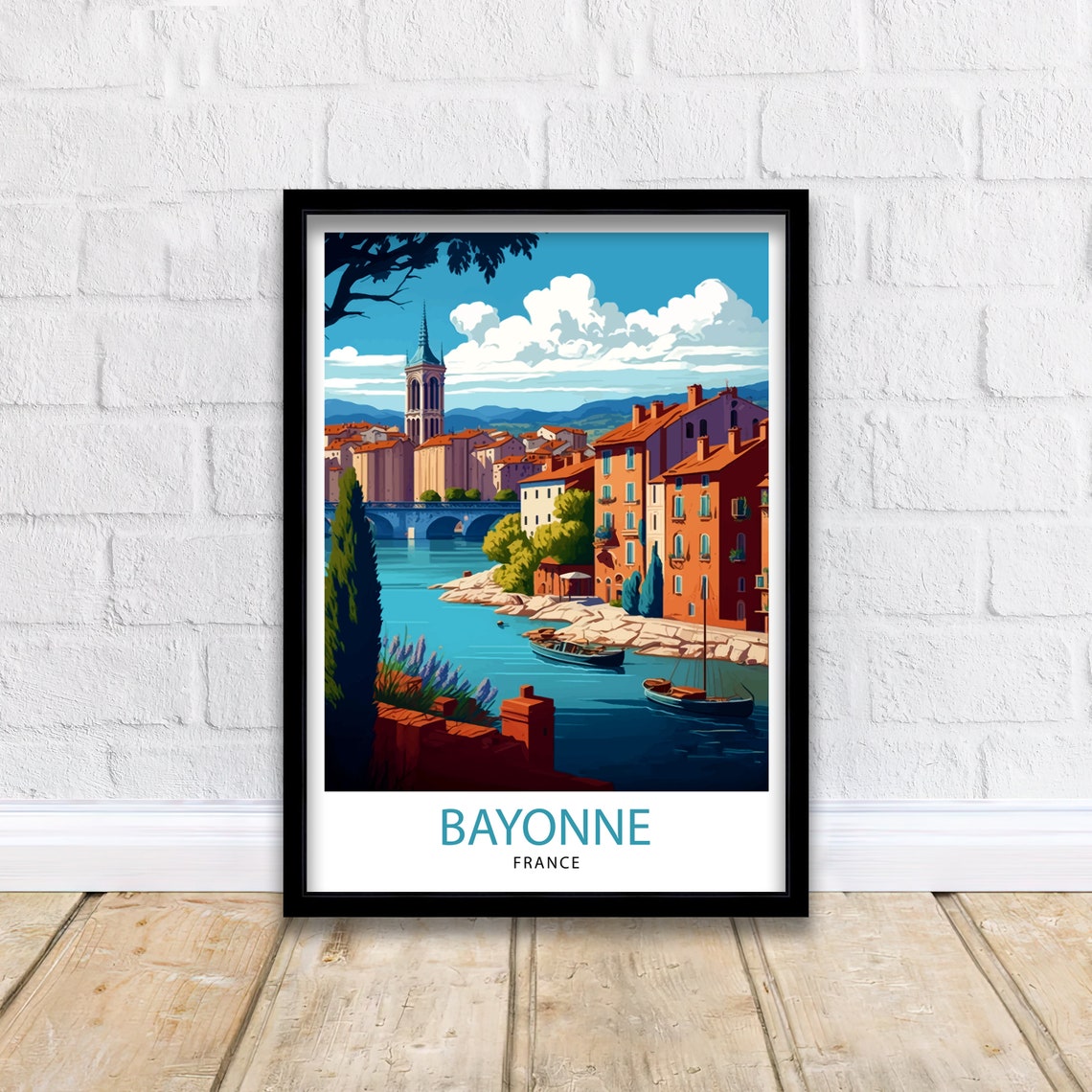 Bayonne France Travel Print Bayonne Wall Decor Bayonne Home Living Decor Bayonne France Illustration Travel Poster Gift For Bayonne - Image 2