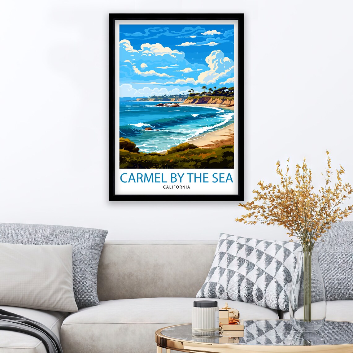 Carmel By The Sea California Sunny Bay Palm Beach Art Poster - Image 2