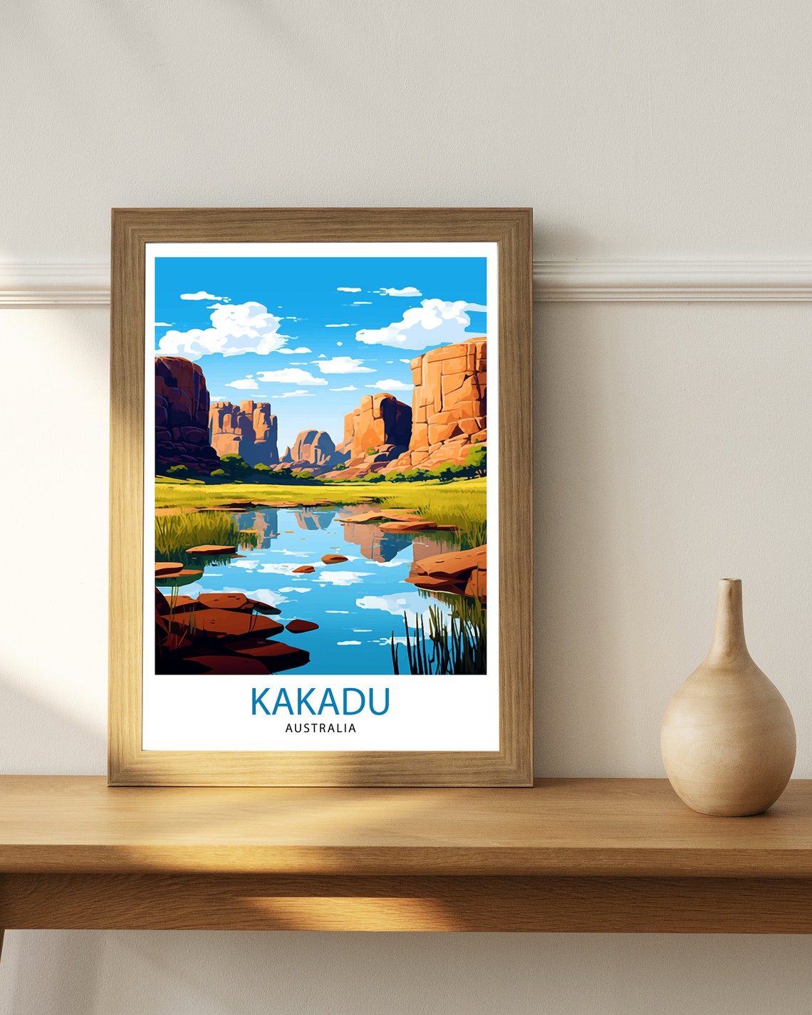 Kakadu Australia Red Rock Escarpments Wetland Reflection Art Poster - Image 3