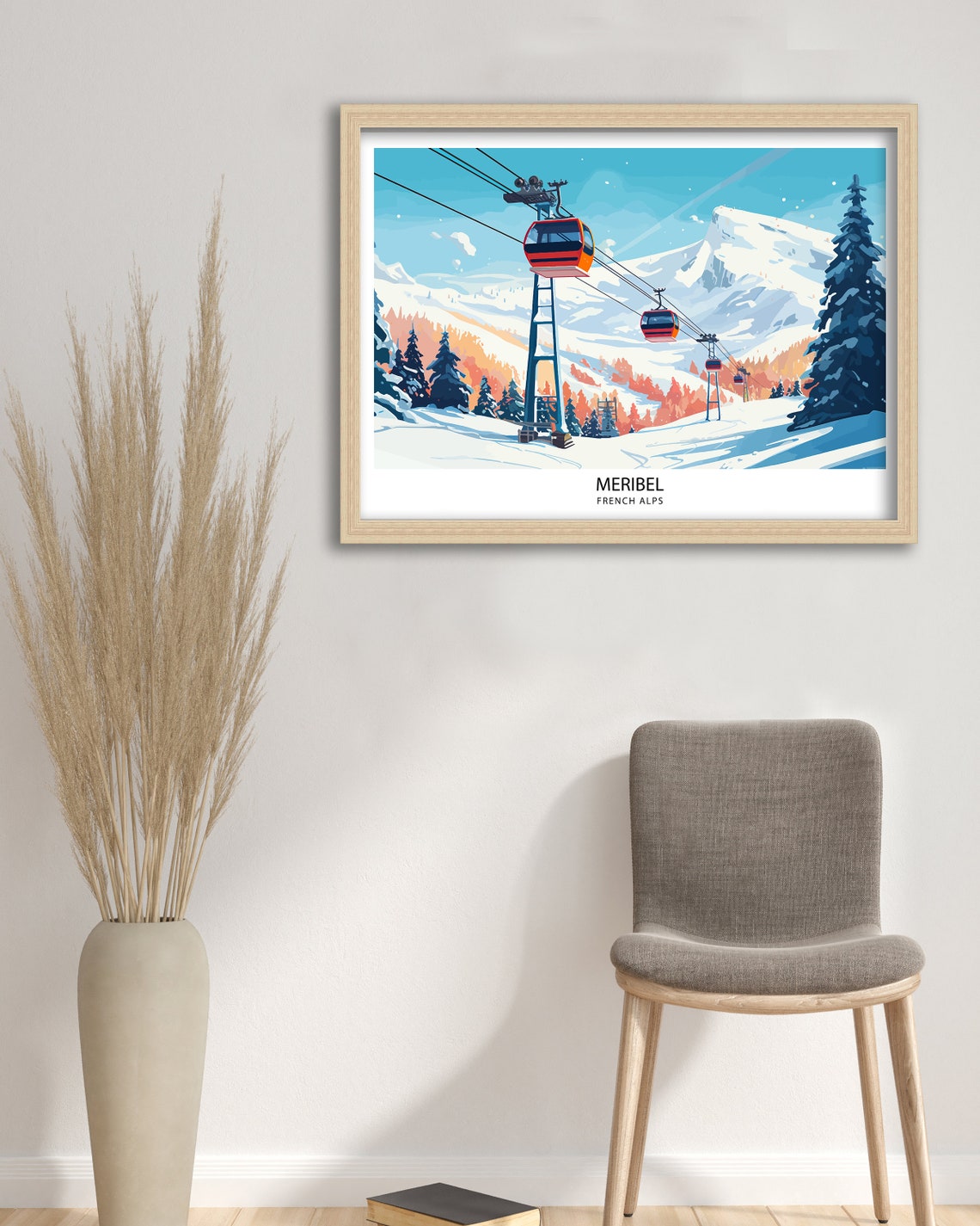 Meribel Travel Print Ski Poster Meribel Poster Ski Print Ski Art Ski Resort Poster Ski Wall Art France Meribel Print Ski Resort - Image 2