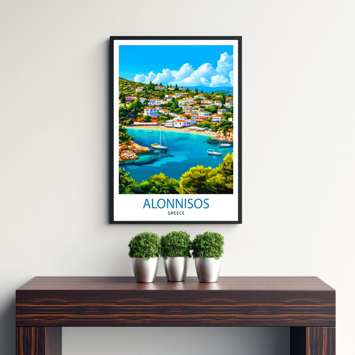 Alonnisos Greece Harbor Village Boats Aegean Island Travel Poster - Image 3