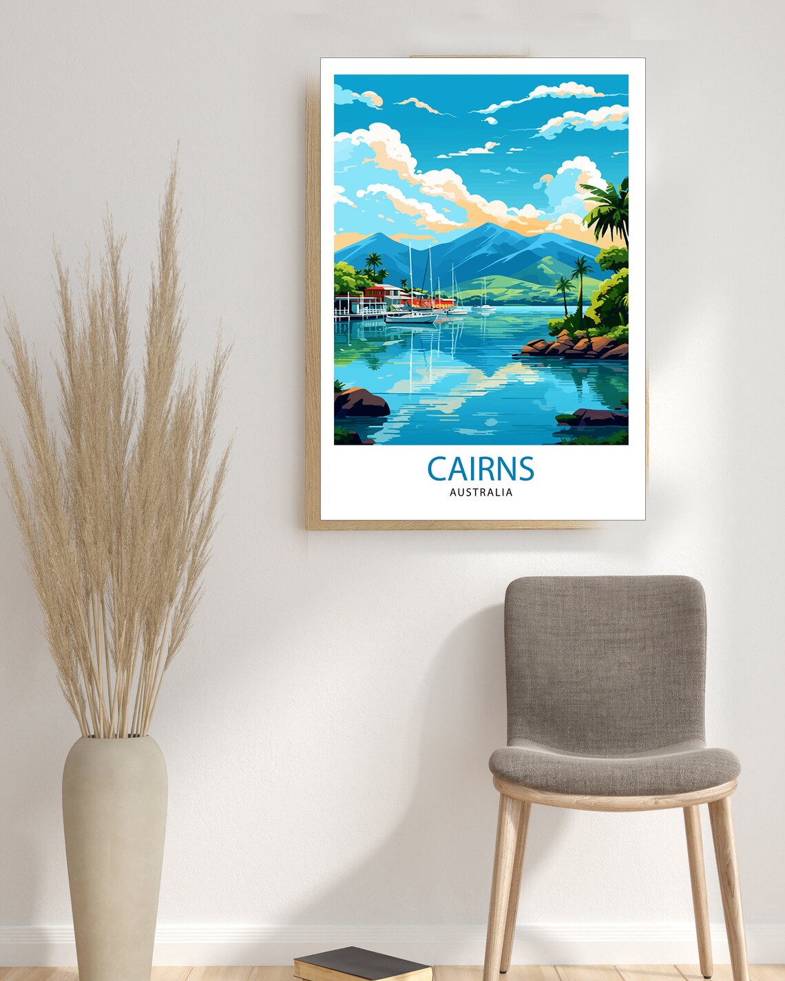 Cairns Australia Tropical Bay Sailboats Palm Trees Travel Poster - Image 3