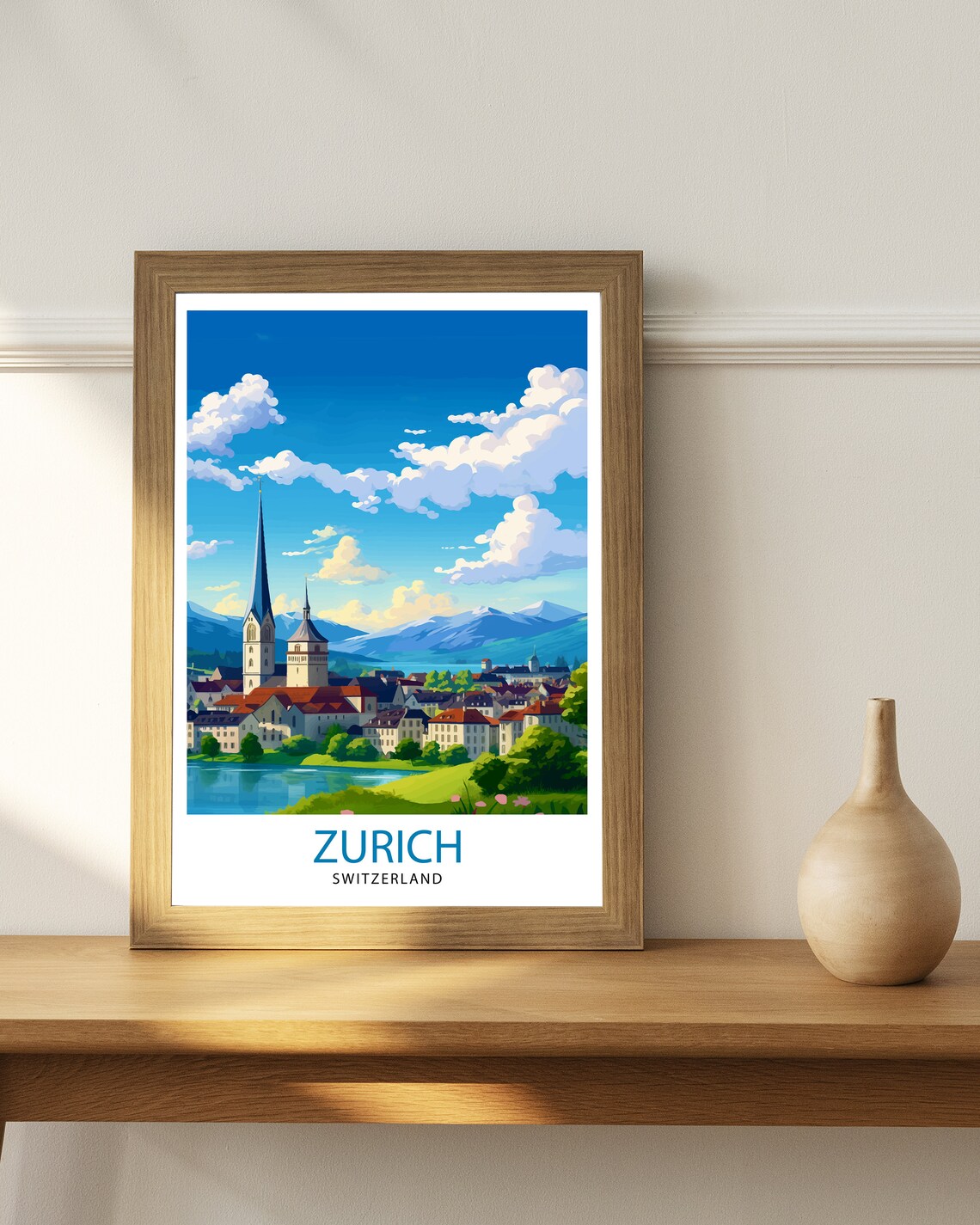 Zurich Switzerland Travel Poster, Home Living Decor - Image 2