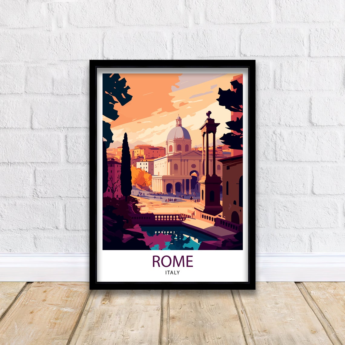 Rome Italy Travel Print Rome Wall Art Italy Travel Poster Rome Home Decor Italy Illustration Travel Gift For Rome Italy Wall Art - Image 2