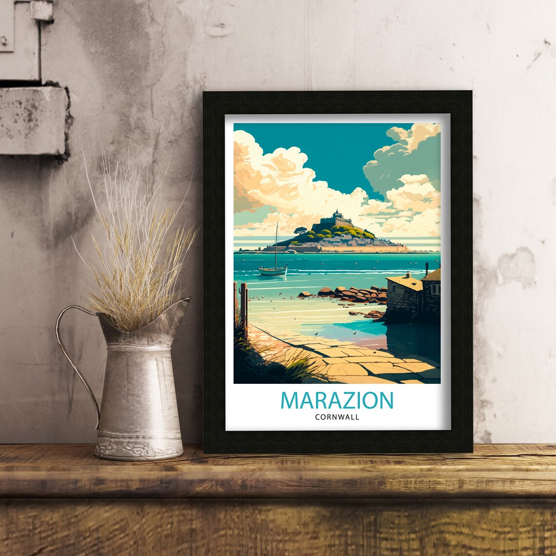 Marazion Cornwall Travel Poster, Place Decor - Image 3