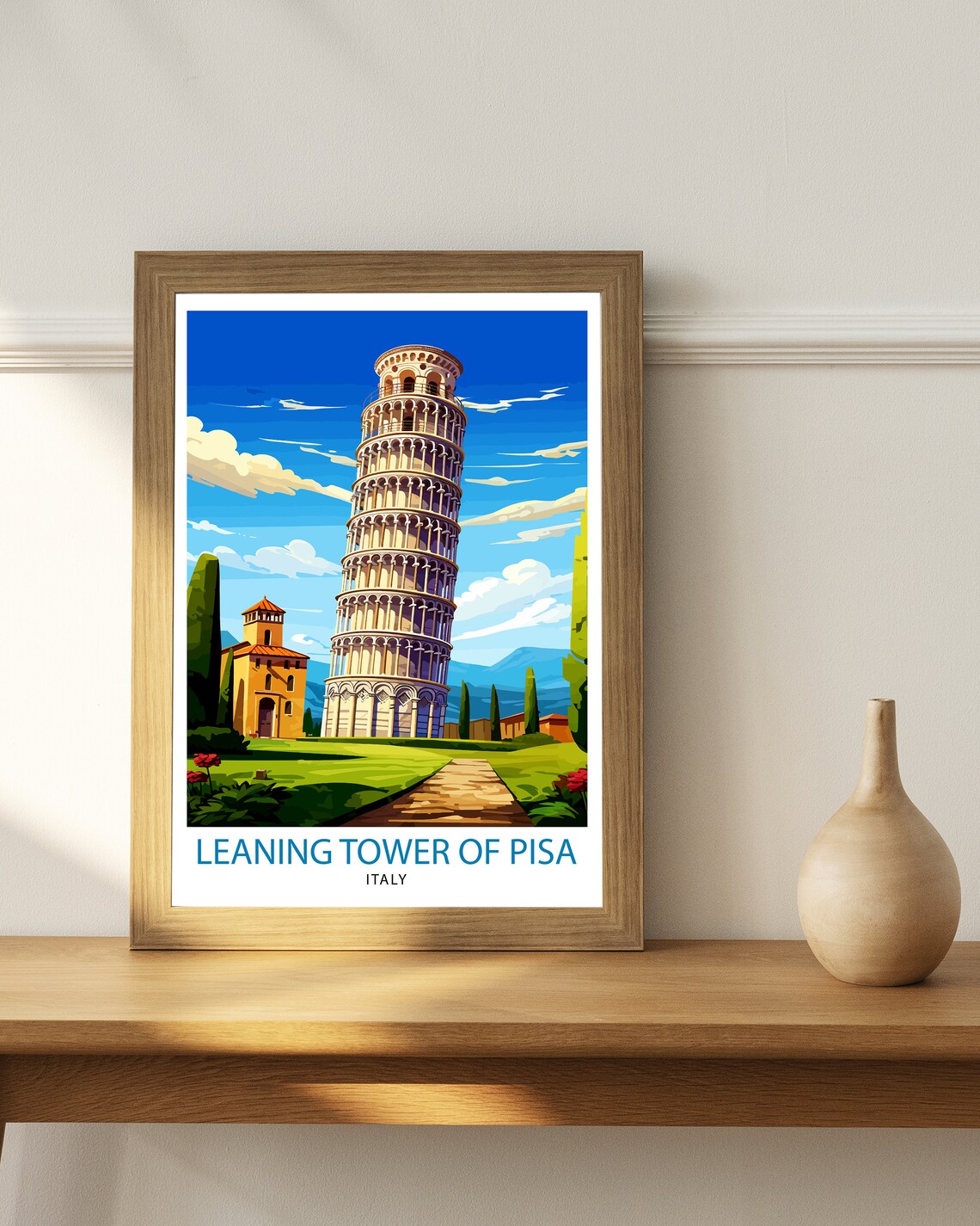 Leaning Tower Of Pisa Italy Travel Print Pisa Wall Decor Pisa Poster Italy Travel Prints Pisa Art Print Pisa Illustration Pisa - Image 2