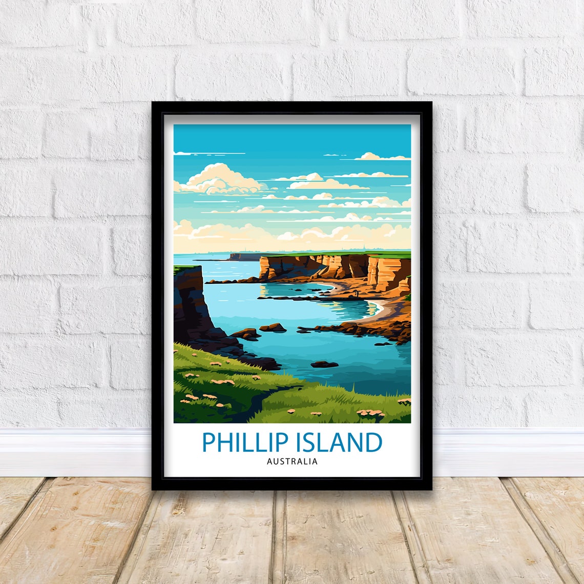 Phillip Island Australia Rugged Sea Cliffs Ocean Vista Poster - Image 2