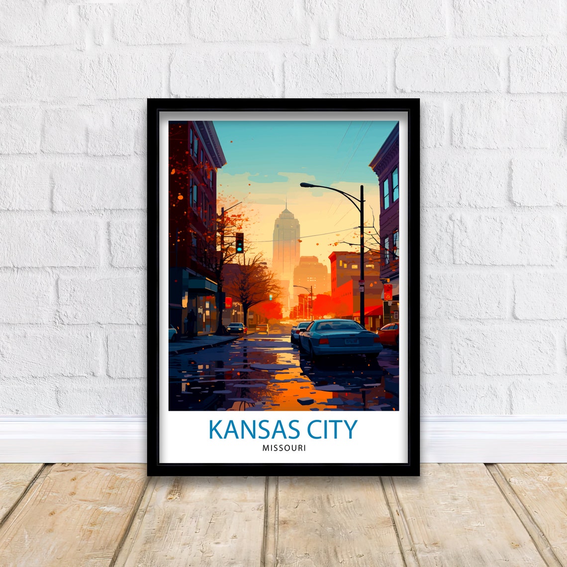 Kansas City Missouri Travel Print Kansas City Wall Decor Kansas City Poster Usa Travel Prints Kansas City Art Print Kansas City Illustration - Image 2