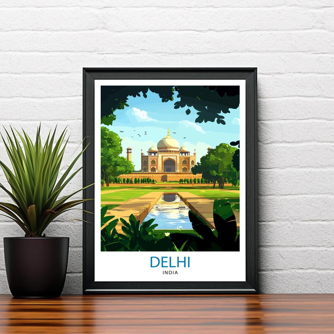 Delhi India Mughal Tomb Domed Mausoleum Reflecting Pool Poster - Image 2