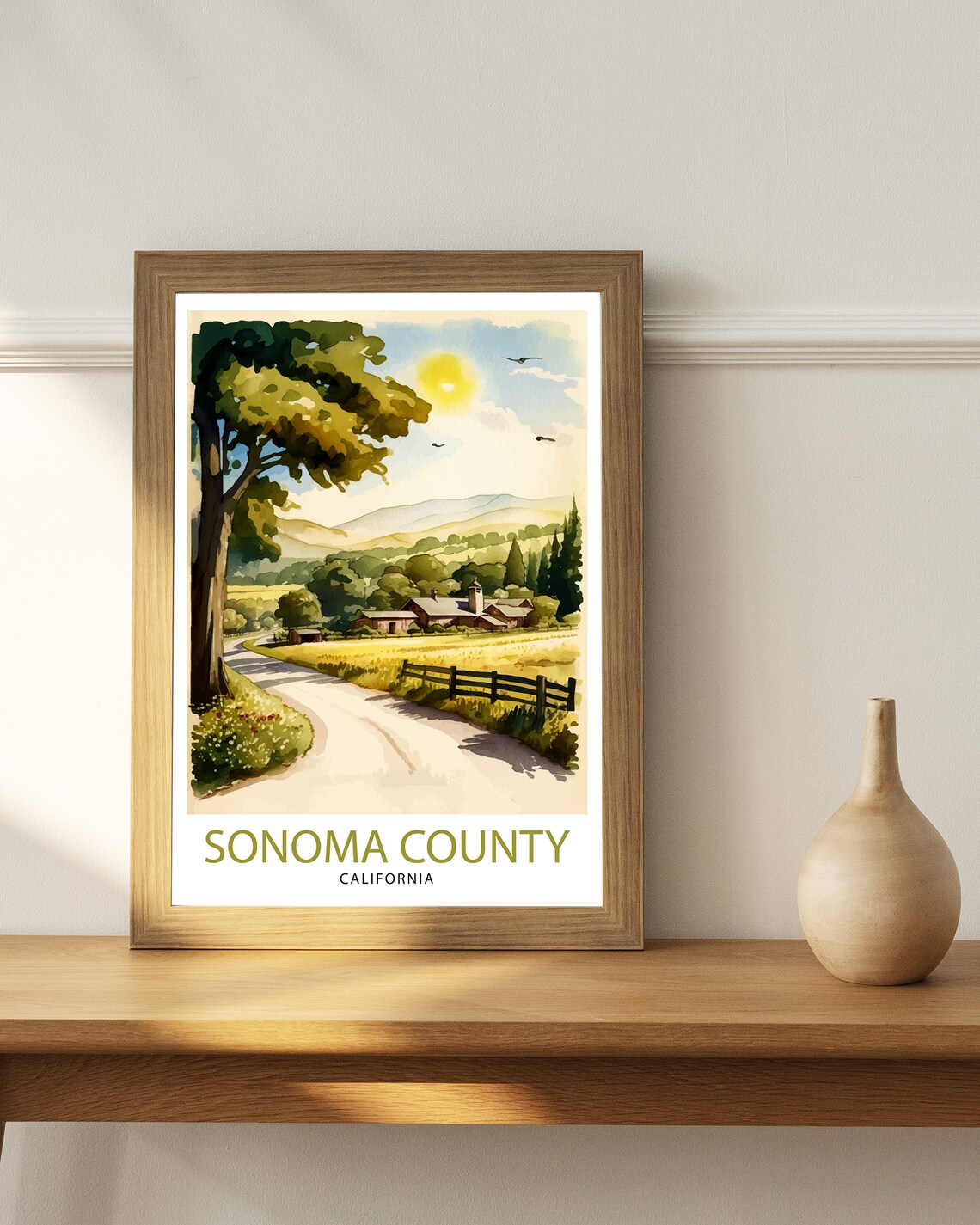 Sonoma County California Country Road Barn Watercolor Farm Art Poster - Image 3