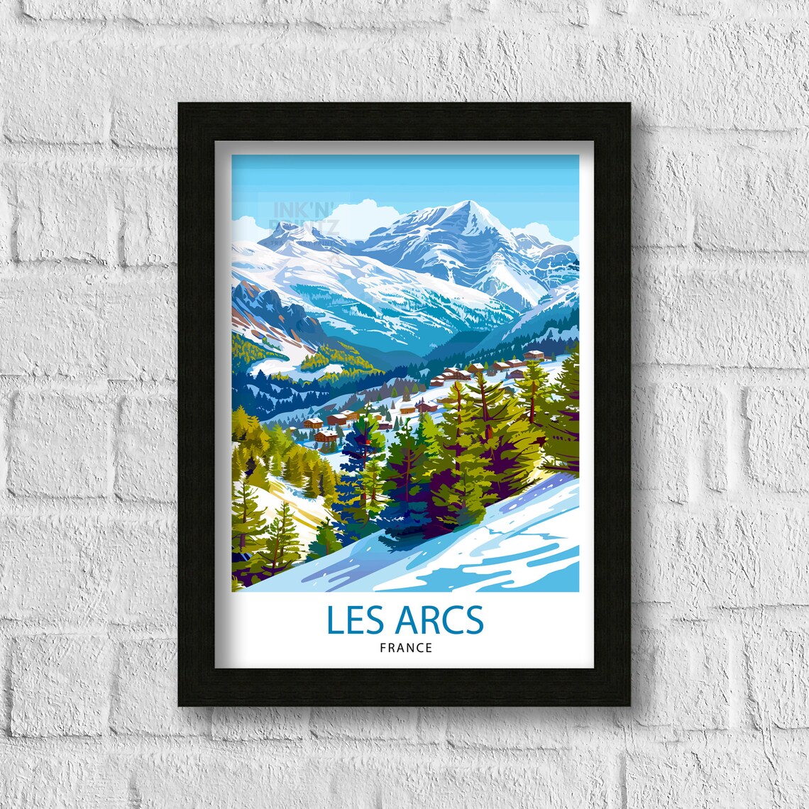Les Arcs France Snowy Alpine Peaks Ski Village Mountain Poster - Image 3