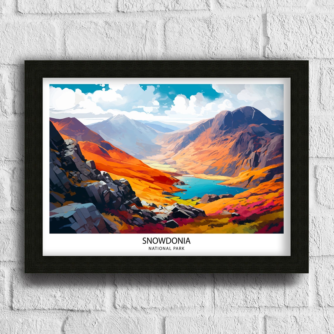 Snowdonia Travel Print Snowdonia Print Travel Poster Wales Snowdonia Poster Travel Print Wales Print Snowdon Print - Image 3