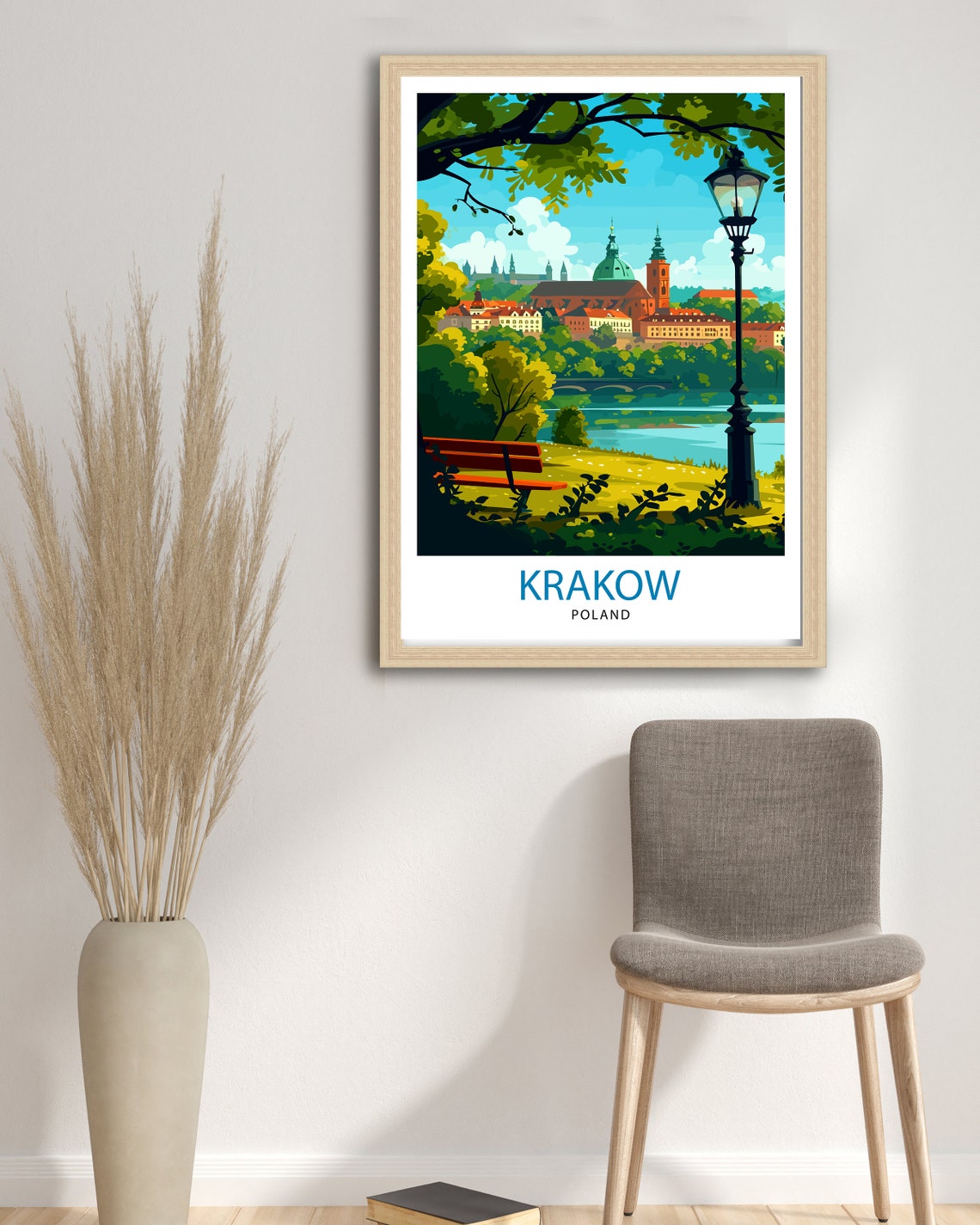 Krakow Poland Riverside Old Town Cathedral Gardens View Poster - Image 2
