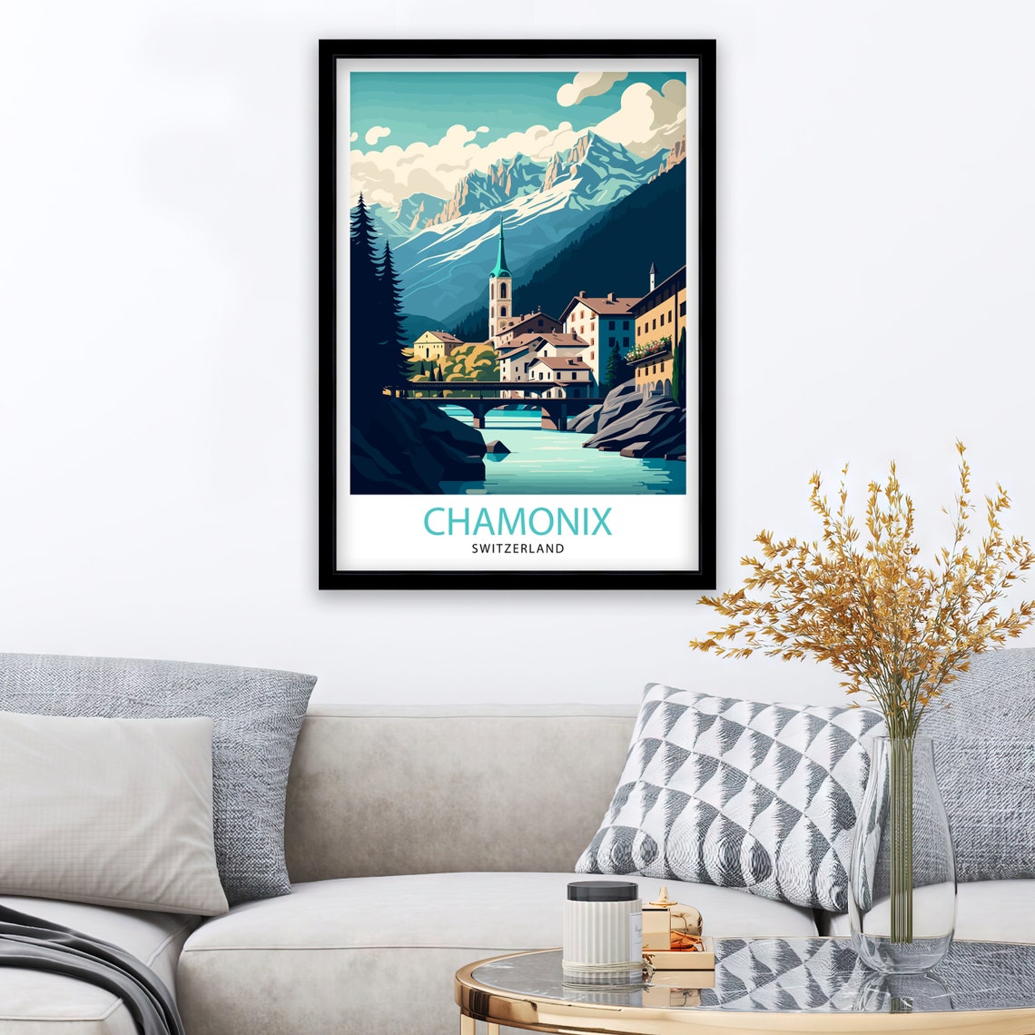 Chamonix France Travel Print Chamonix Wall Decor Chamonix Home Living Decor Chamonix France Illustration Travel Poster Gift France Home - Image 2