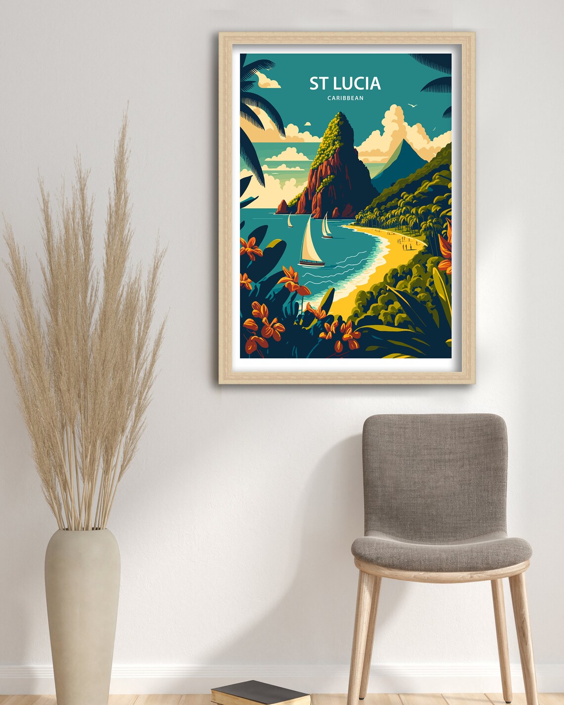 St Lucia Caribbean Travel Poster, Saint Lucia Art - Image 3