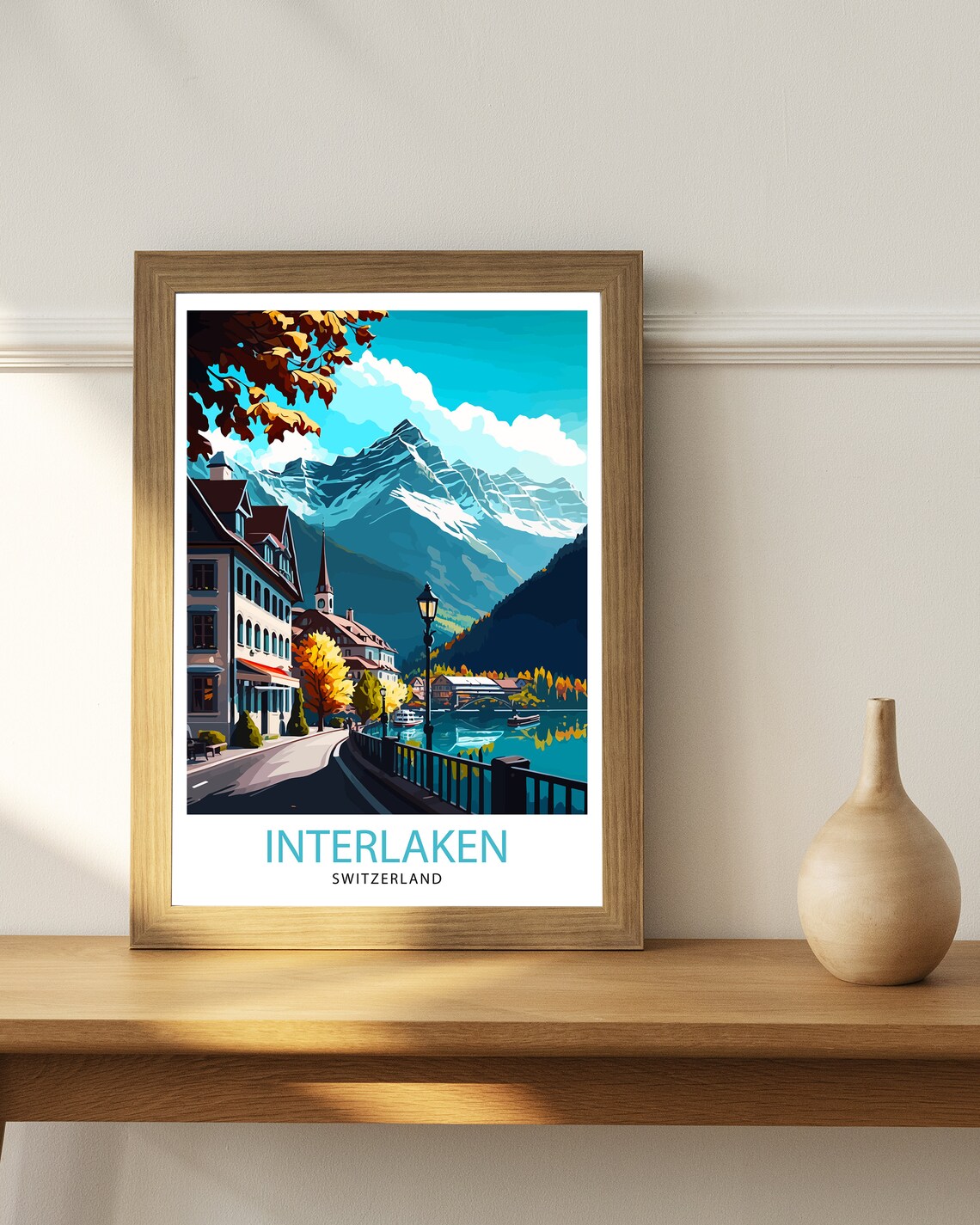 Interlaken Switzerland Travel Poster, Wall Decor - Image 3