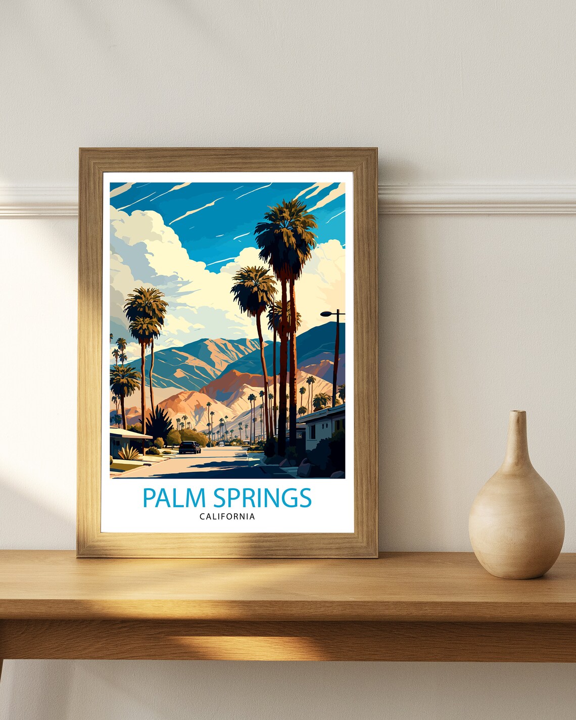 Palm Springs California Desert Palms Mountain Retro Travel Poster - Image 2