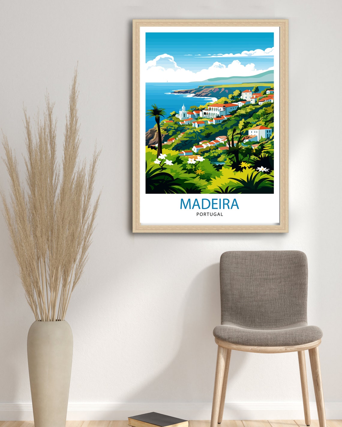 Madeira Portugal Coastal Hillside Village Flowers Island Poster - Image 3