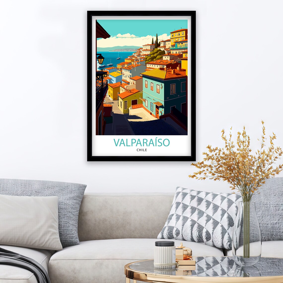Valparaiso Chile Colorful Hillside Houses Harbor View Travel Poster - Image 2