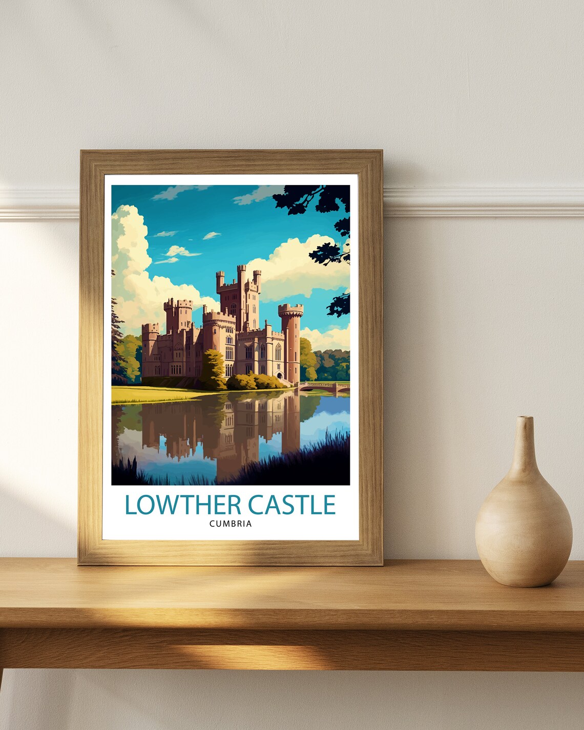 Lowther Castle Cumbria Castle Reflection Lake Parkland Poster - Image 3