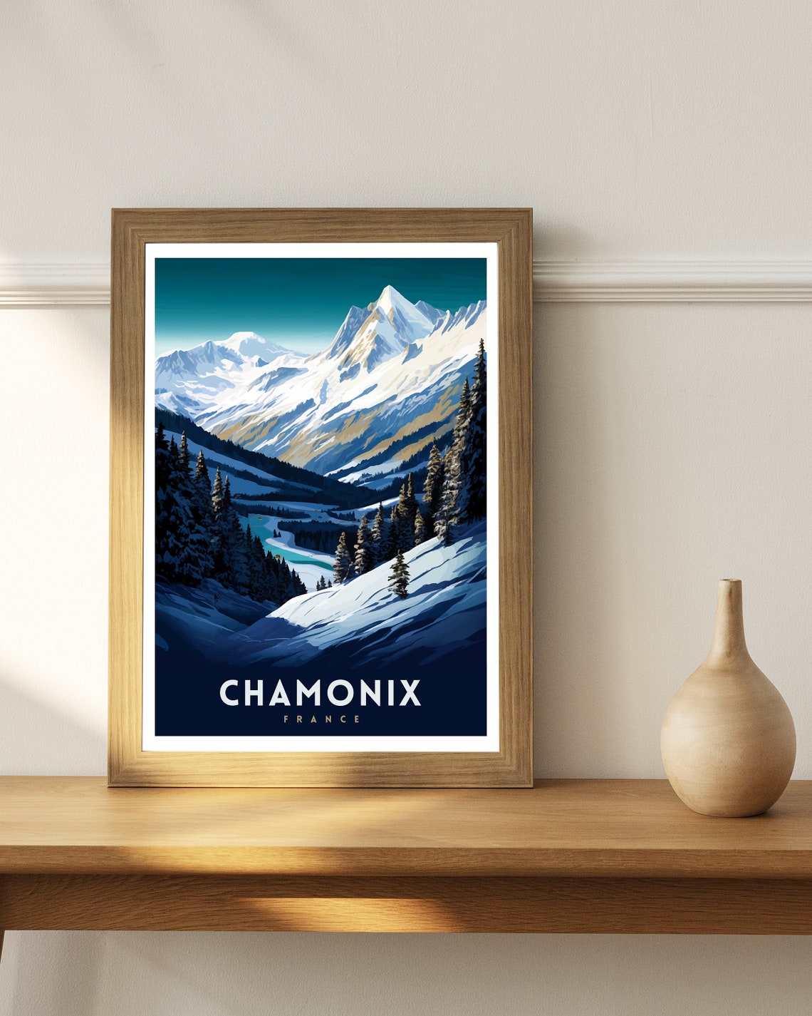 Chamonix France Snowy Alpine Peaks Pine Forest Valley Poster - Image 2