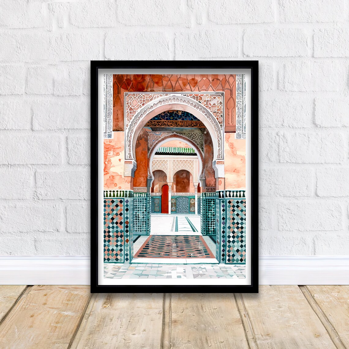 Marrakesh Morocco Ornate Grand Archway Tiled Courtyard Art Poster