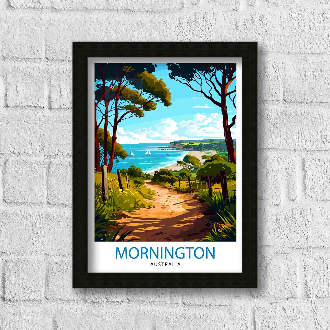 Mornington Australia Coastal Trail Beach Scene Travel Art Poster - Image 3