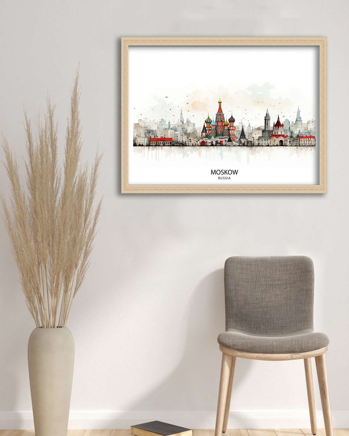 Moscow Russia Watercolor Skyline St Basil Cathedral Travel Poster - Image 2