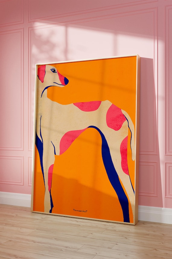 Greyhound Abstract Dog Art Print, Dopamine Decor