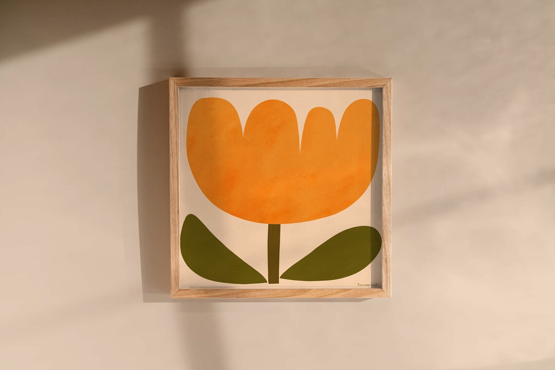 Yellow Tulip Abstract Flower Wall Art Print - Image 2
