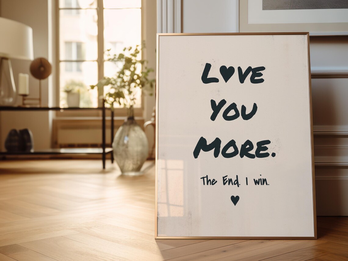 Love You More Wall Art Love You More Poster Trendy Love Print Simple Love Wall Art Black Love Poster Love Wall Art - Image 3