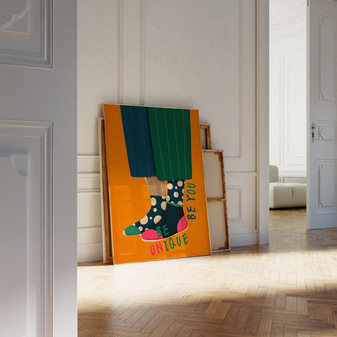 Colorful Socks Contemporary Orange Art Print - Image 3