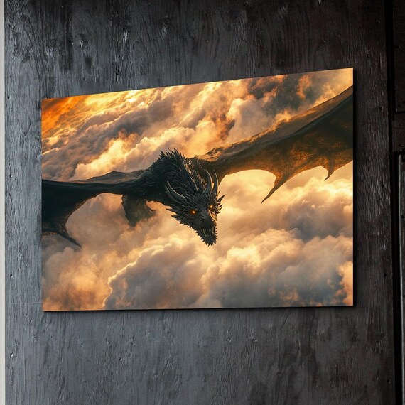 Dragon Wall Art Fantasy Wall Art Dragon Art Colorful Dragon Art Office Art Ready To Hang Wall Art Print