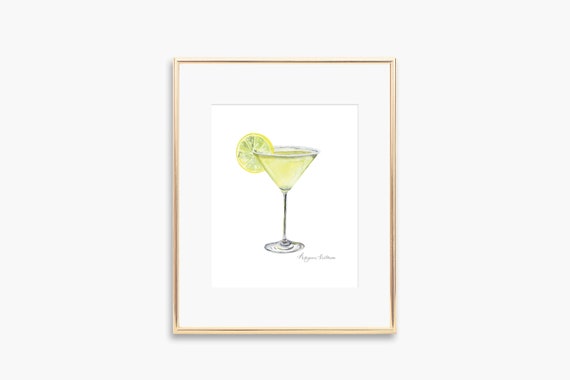 Lemon Drop Watercolor Art Print Bar Wall Decor