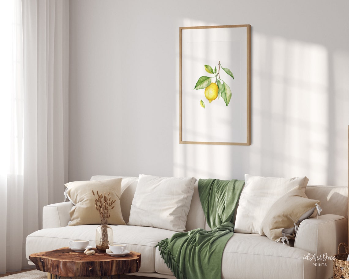 Watercolor Lemon Branch Citrus Botanical Minimalist Art Poster - Image 2