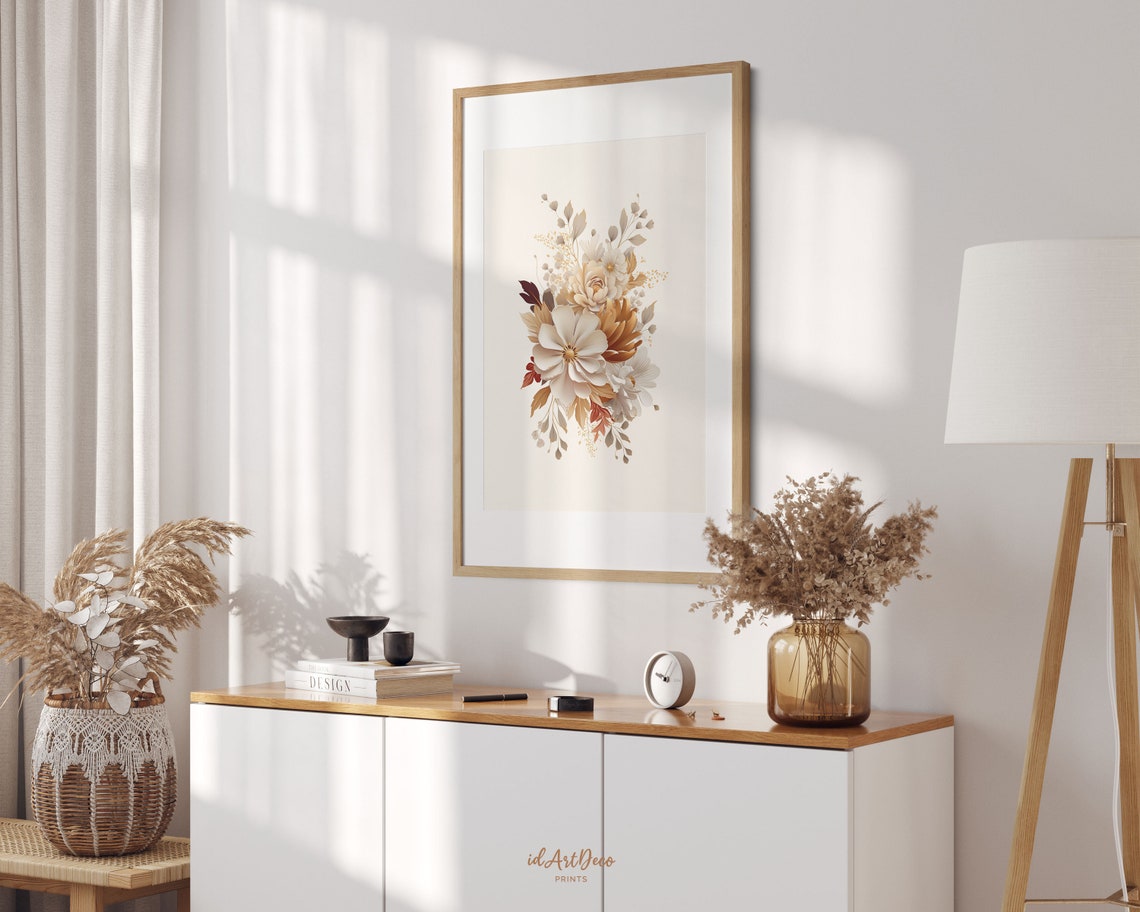 Autumn Rose Bouquet Watercolor Floral Still Life Elegant Poster - Image 2