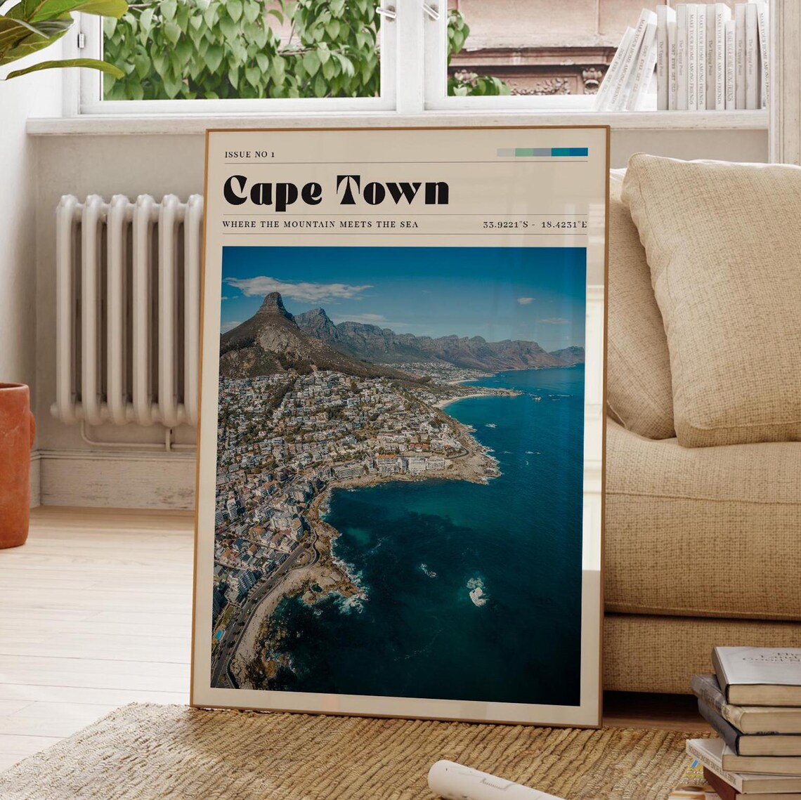 Cape Town South Africa Coast Aerial Photo Mountain Sea Poster