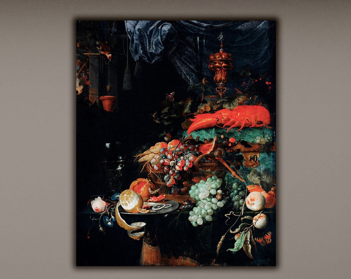 Still Life Fruit And Lobster, Art Print