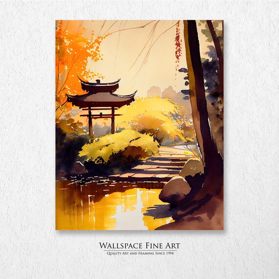 Garden Pond Summer Fall Zen Landscape Painting Wall Art Dcor Print Wallspace Fine 20088