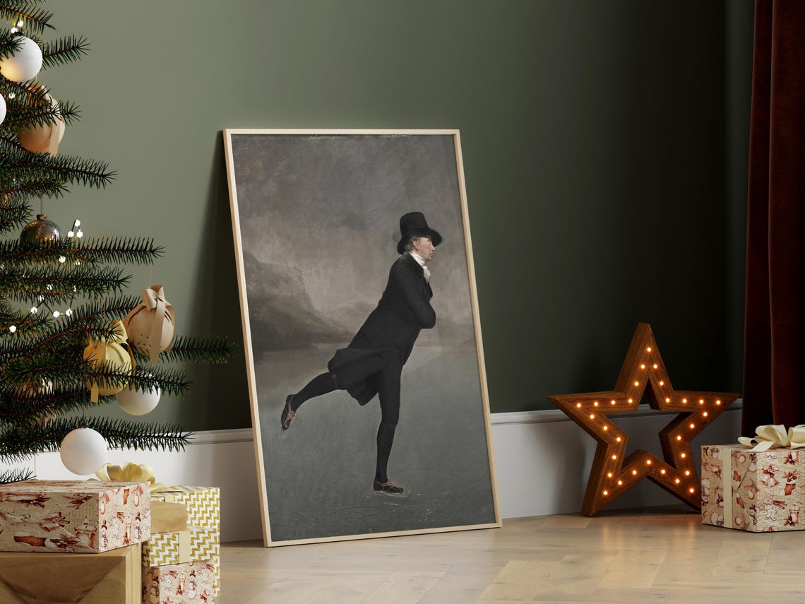 Vintage Wall Art Of The Skating Minister Winter Scene Xmas Wall Art Vintage Portrait Of A Man Ice Skating Print - Image 5