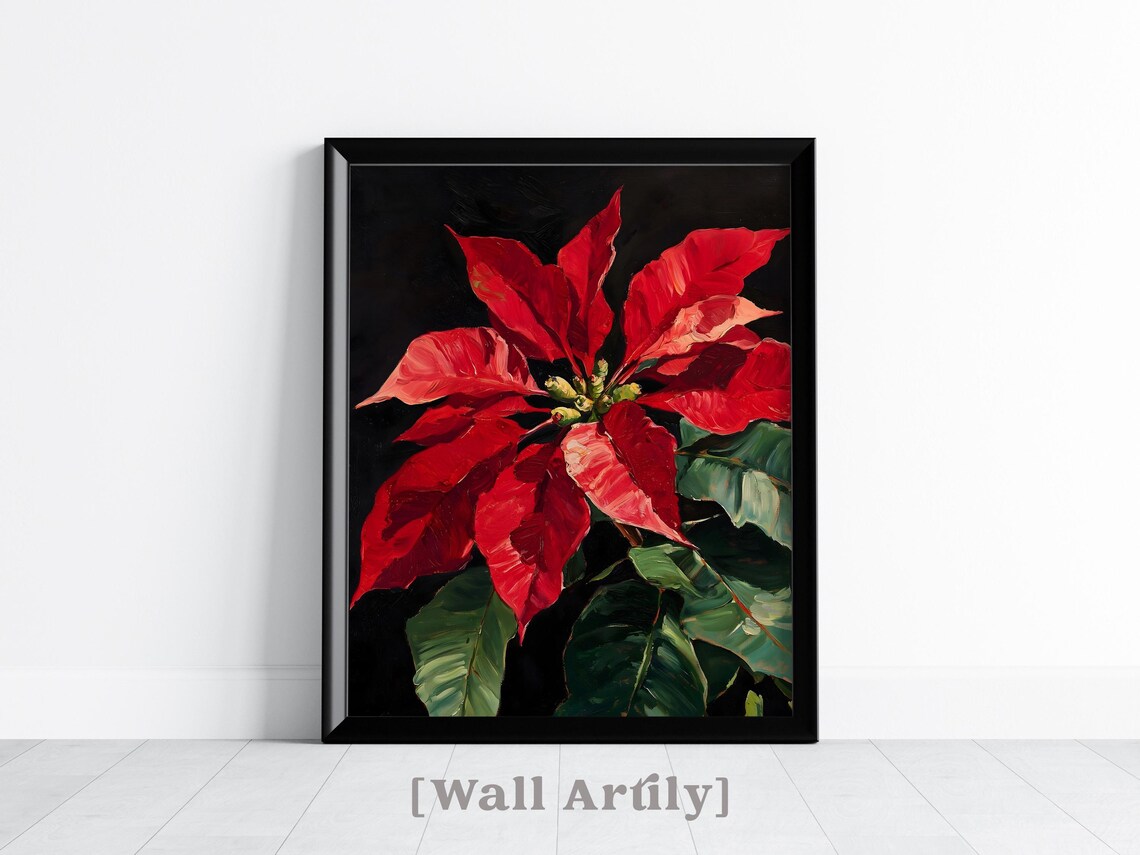 Christmas Poinsettia Dark Academia Wall Art Print - Image 2