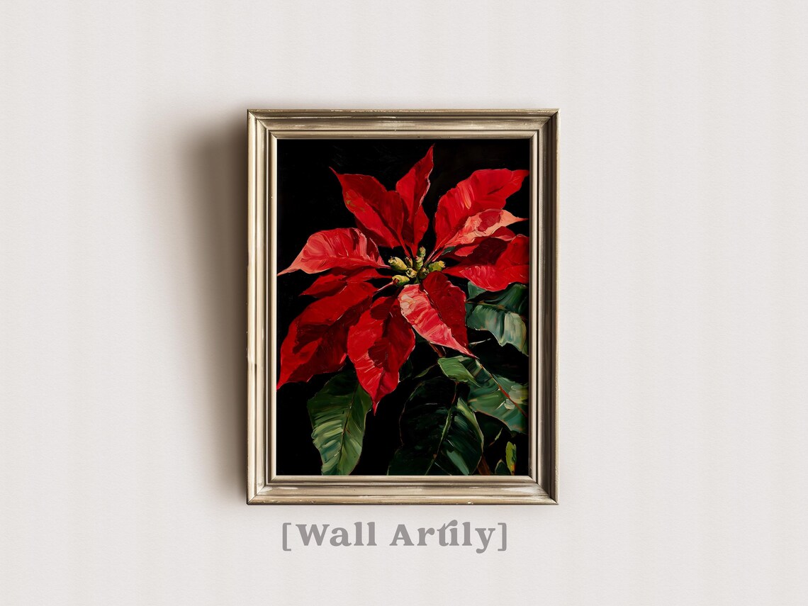 Christmas Poinsettia Dark Academia Wall Art Print - Image 5