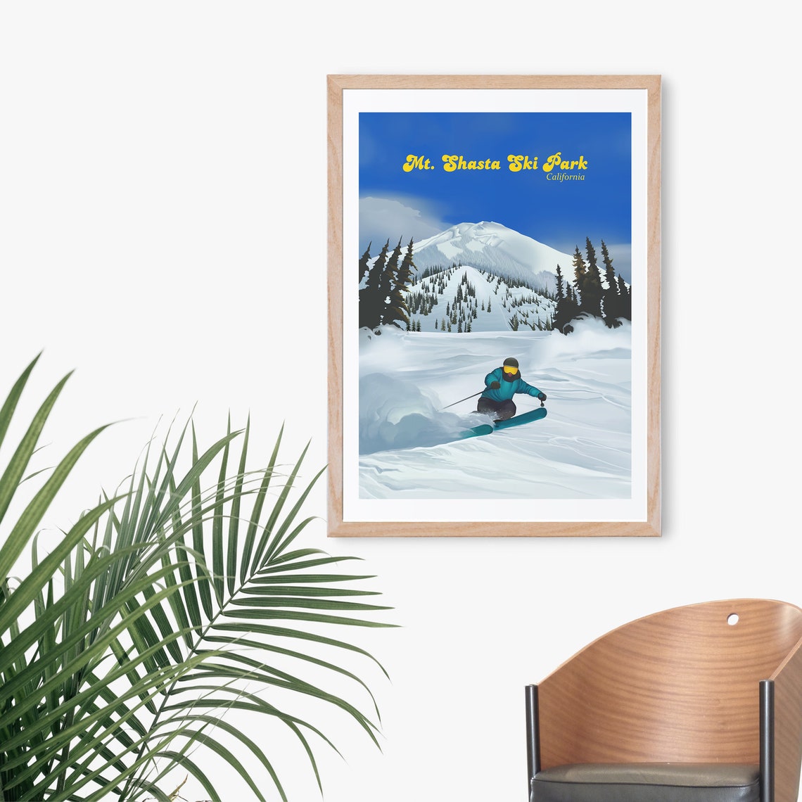 Mt Shasta Ski Park Powder Turn Vintage California Ski Poster - Image 3