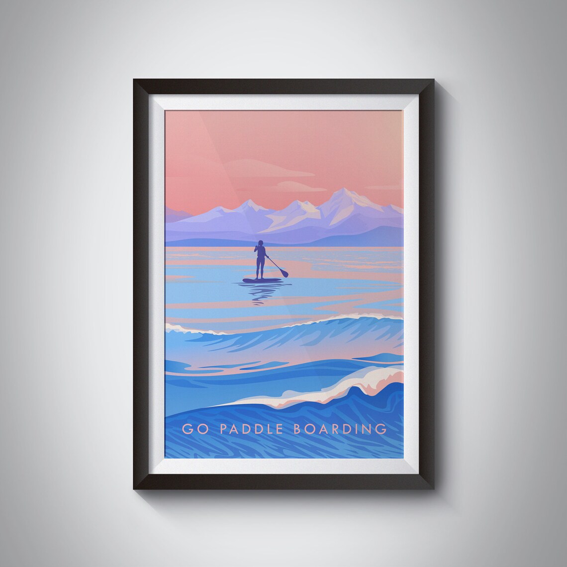 Go Paddleboarding Travel Poster, Outdoor Adventure