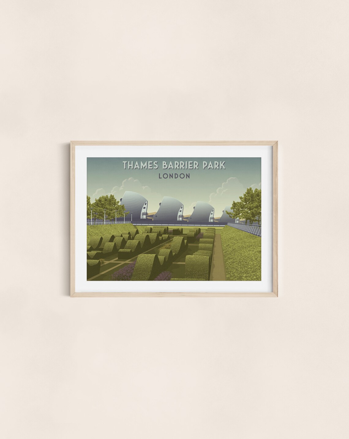 Thames Barrier Park Vintage Travel Poster, London - Image 3