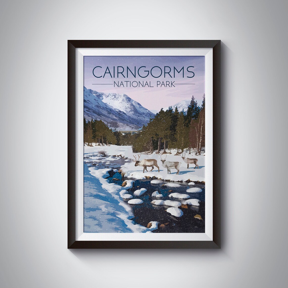 Cairngorms National Park Retro Railway Travel Poster