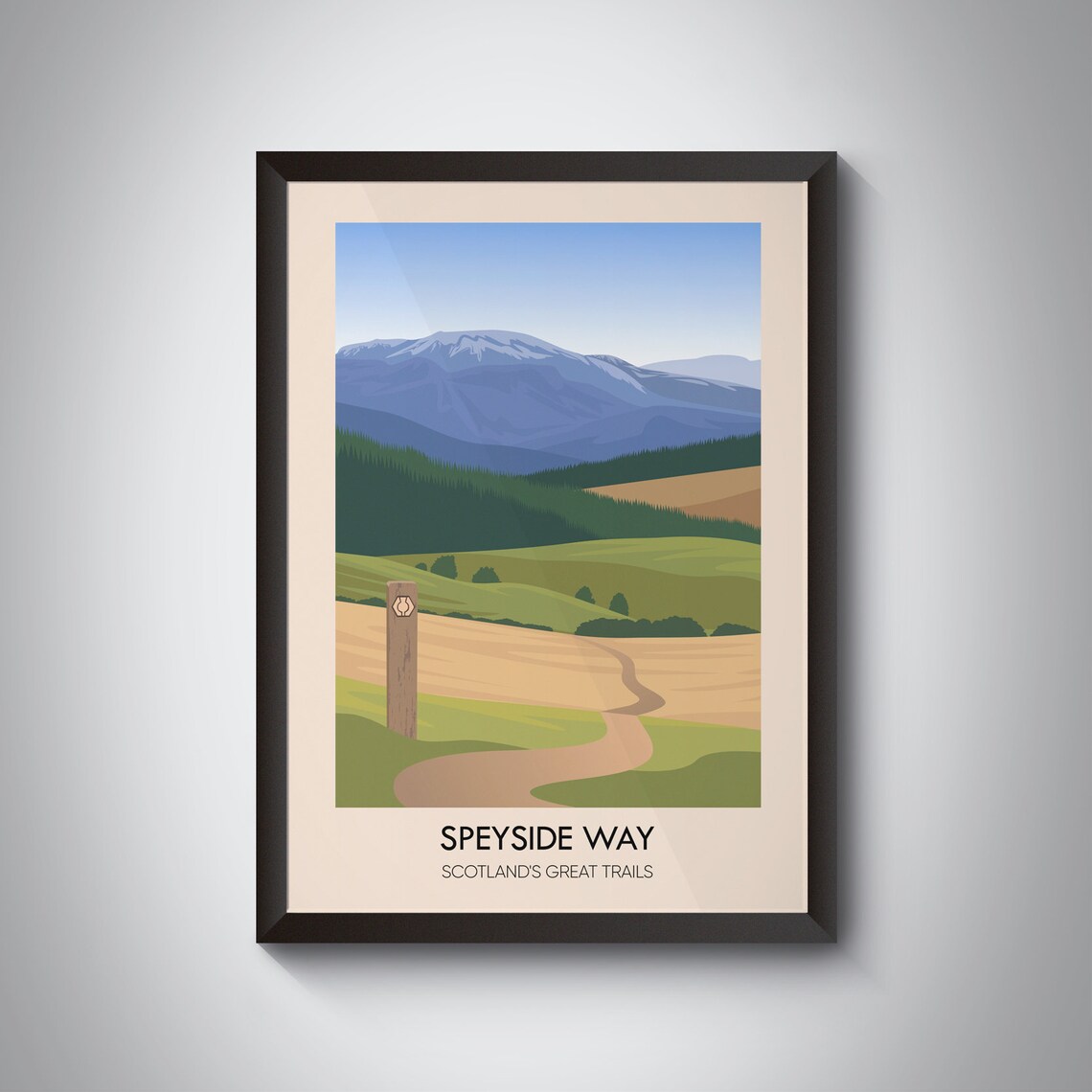 Speyside Way Scotland Hiking Trail Mountain Valley Travel Poster
