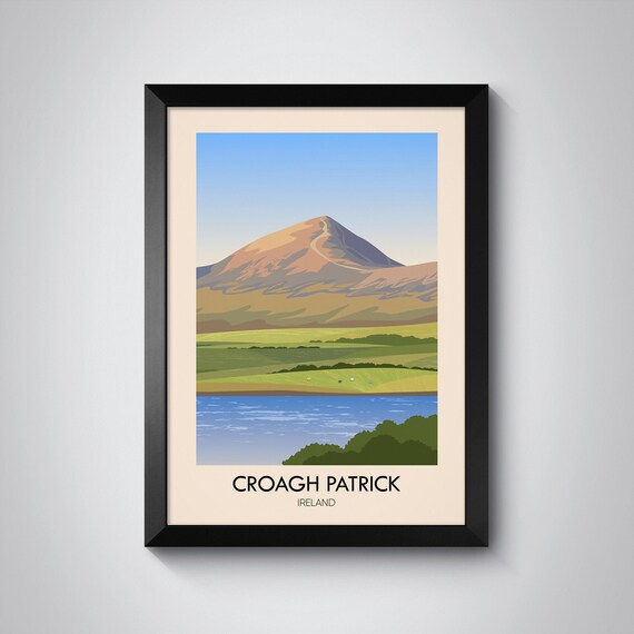 Croagh Patrick Ireland Mountain Hiking Summit Minimalist Travel Poster