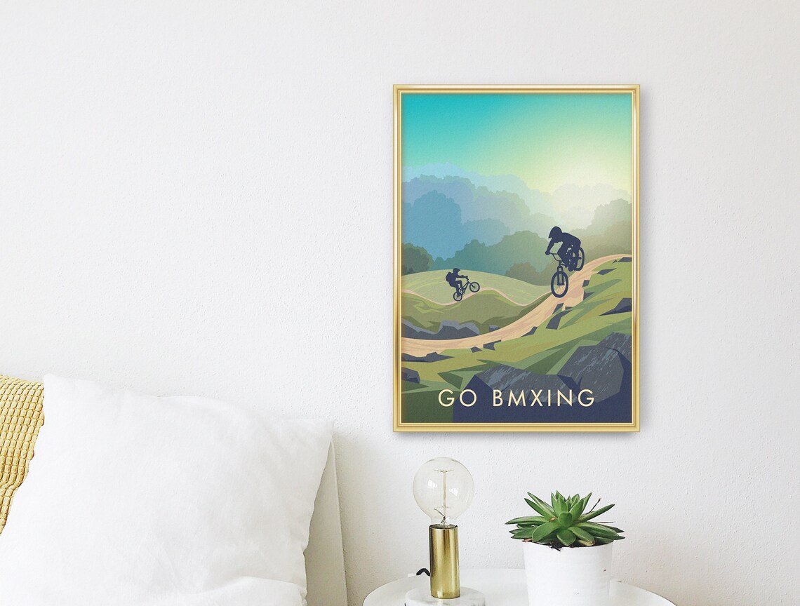 Go Bmxing Vintage Travel Poster, Cycling Wall Art Print - Image 4