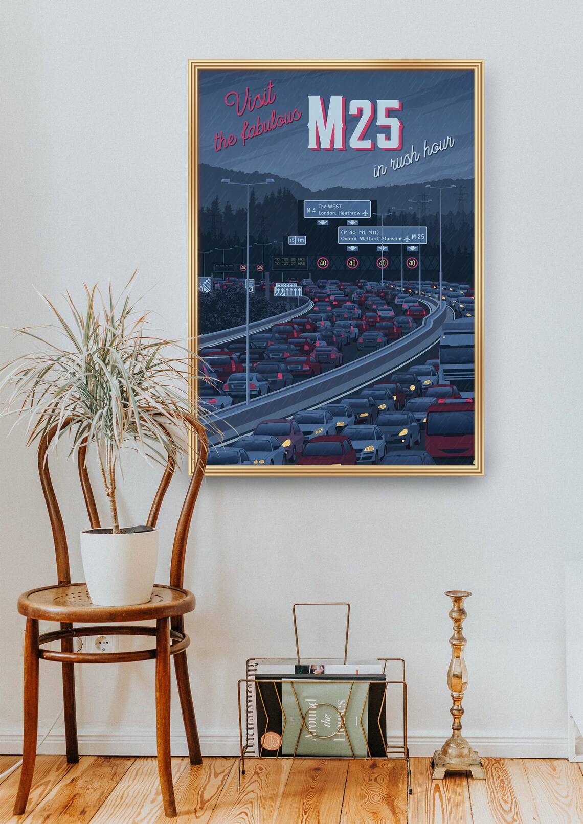 M25 Motorway London Travel Poster, Film Noir Style - Image 2